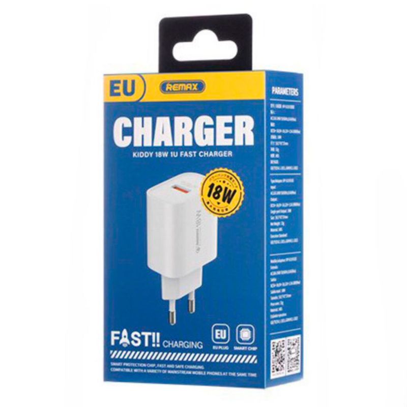 Мережевий зарядний пристрій REMAX Kiddy Series 18W 1U Fast Charge RP-U119 EU-White