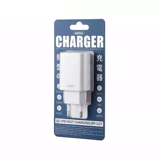 Мережевий зарядний пристрій REMAX Jane Series QC3.0+PD 20W GaN Fast Charger  RP-U37 EU-White