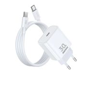 Мережевий зарядний пристрій з кабелем REMAX Figen Series 30W All-compatible GaN Charger+ RC-CO21 Data Cable Set  RP-U71 EU-White