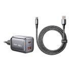 Мережевий зарядний пристрій з кабелем REMAX Wisdom Series 100W GaN Travel Charger+A-C Data Cable Set CA-15(AC100W) EU Tarnish