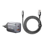 Мережевий зарядний пристрій з кабелем REMAX Wisdom Series 100W GaN Travel Charger+A-C Data Cable Set CA-15(AC100W) EU Tarnish