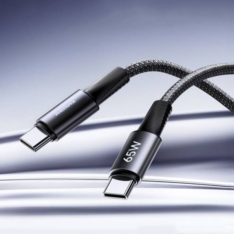 Кабель REMAX WindSpeed Series Fast charging aluminum alloy braided data cable 1.2M  CB25/CB23 (C-C) 65W -  Black