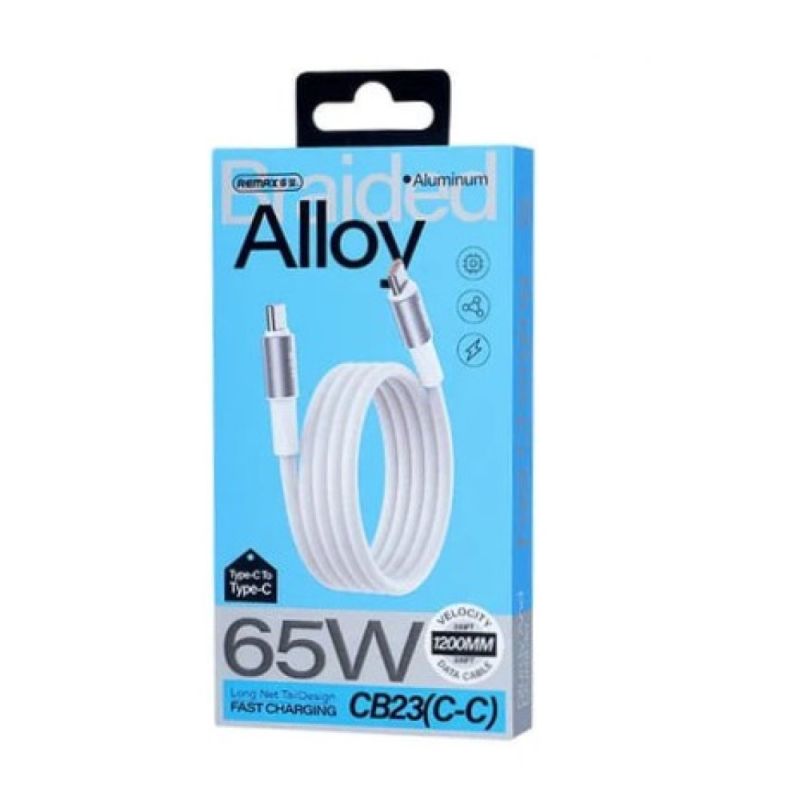 Кабель REMAX WindSpeed Series Fast charging aluminum alloy braided data cable 1.2M CB25/CB23  (C-C) 65W -  White
