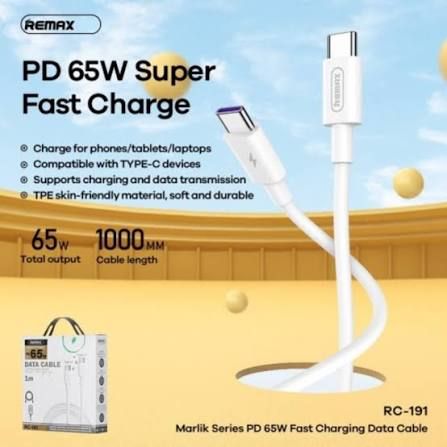 Кабель REMAX  Marlik Series PD 65W Fast Charging Cable RC-191 C-C  Type C-Type C-White