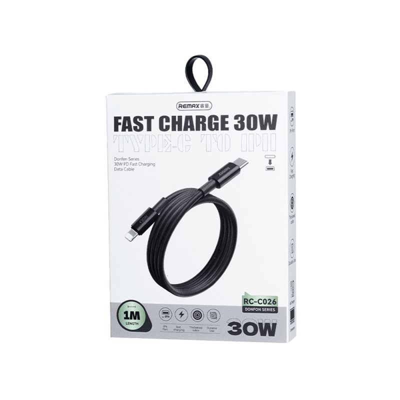 Кабель REMAX  Dofon Series 30W PD Fast Charging  Data Cable 1M RC-C026  (C-L) Black