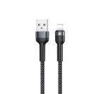 Кабель REMAX Jany Series Aluminum Alloy Braided 2.4A data cable RC-124m/i/a Lightning-Black