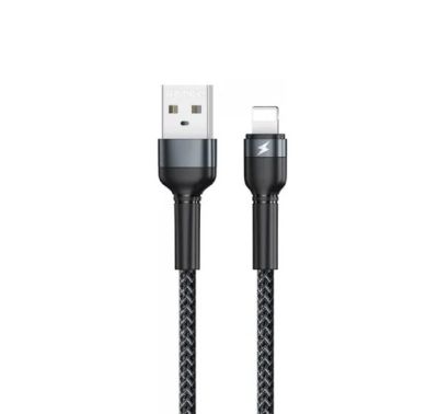 Кабель REMAX Jany Series Aluminum Alloy Braided 2.4A data cable RC-124m/i/a Lightning-Black