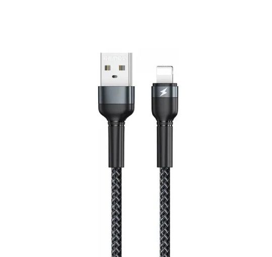 Кабель REMAX Jany Series Aluminum Alloy Braided 2.4A data cable RC-124m/i/a Lightning-Black