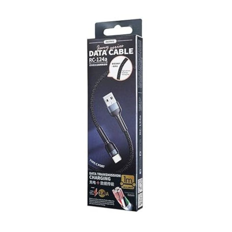 Кабель REMAX Jany Series Aluminum Alloy Braided 2.4A data cable RC-124m/i/a Lightning-Black