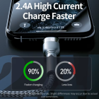 Кабель REMAX Jany Series Aluminum Alloy Braided 2.4A data cable RC-124m/i/a Lightning-Black