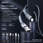 Кабель REMAX Jany Series Aluminum Alloy Braided 2.4A data cable RC-124m/i/a Lightning-Black