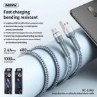 Кабель REMAX Jany Series Aluminum Alloy Braided 2.4A data cable RC-124m/i/a Micro-Black