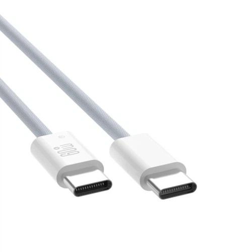 Кабель XO PD Type-C to Type-C NB-Q273 Woven 60W/1m White