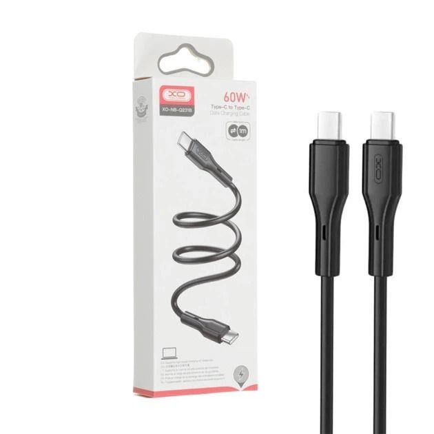 Кабель XO PD Type-C to Type-C NBQ231B 60W 1m Black