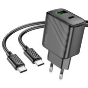 Мережевий зарядний пристрій з кабелем HOCO CS23A Sunlight dual-port PD30W+QC3.0 charger set(Type-C to Type-C)(EU) Black
