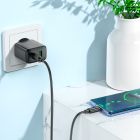Мережевий зарядний пристрій з кабелем HOCO CS23A Sunlight dual-port PD30W+QC3.0 charger set(Type-C to Type-C)(EU) Black
