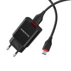 Мережевий зарядний пристрій з кабелем BOROFONE BA20A Sharp single port charger set(Micro) 10.5W Black