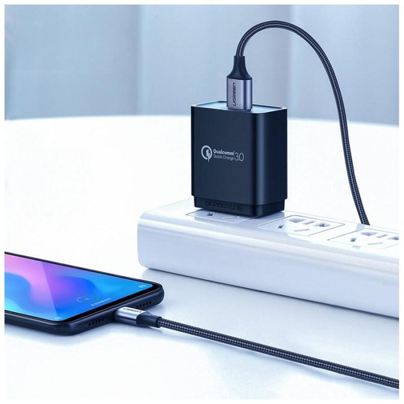 Кабель UGREEN US288 USB-A 2.0 to USB-C Cable Nickel Plating Aluminum Braid 1m (Black) (UGR-60126)