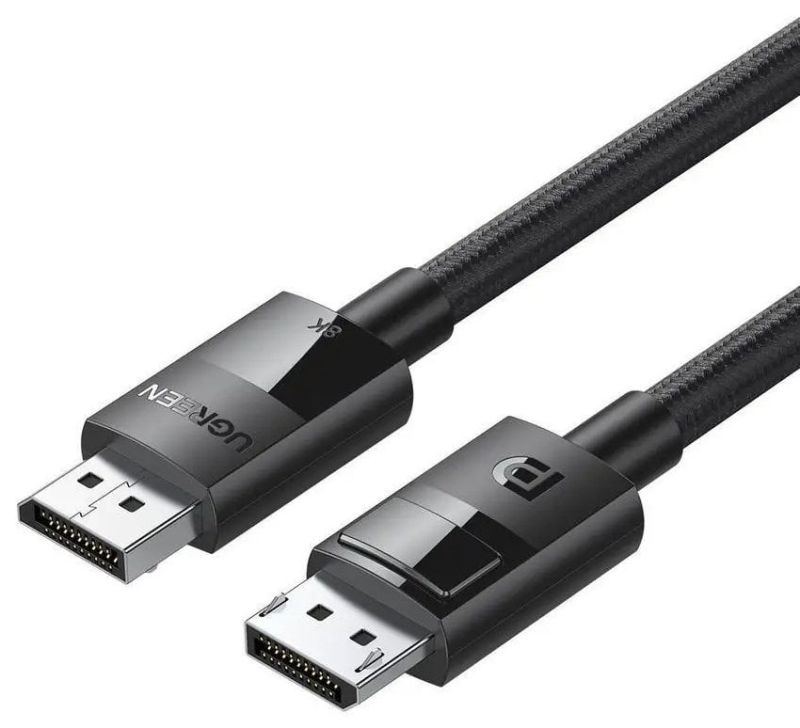 Кабель UGREEN DP114 DP Male to Male DP1.4 8K Round Cable ABS Shell Braid 1.5m (Black) (UGR-80391)