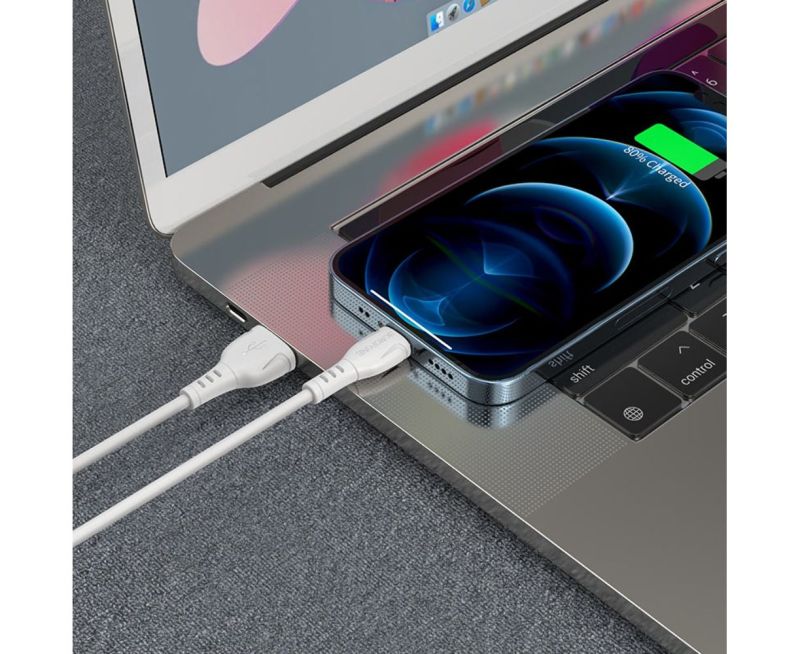 Кабель BOROFONE BX51 USB to iP 2.4A,1m, PVC, PVC connectors, White