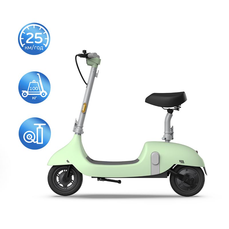Електросамокат з сидінням OKAI Ceetle PRO EA10C Mint Green 10', 350(900)W, 25Km/h, 10.4Ah, 55Km, 20%,NFC, App, 29kg