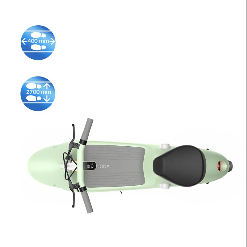 Електросамокат з сидінням OKAI Ceetle PRO EA10C Mint Green 10', 350(900)W, 25Km/h, 10.4Ah, 55Km, 20%,NFC, App, 29kg