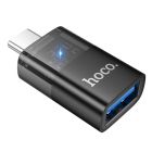 Перехідник HOCO UA36B C male to USB female OTG transparent adapter Black