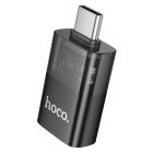 Перехідник HOCO UA36B C male to USB female OTG transparent adapter Black