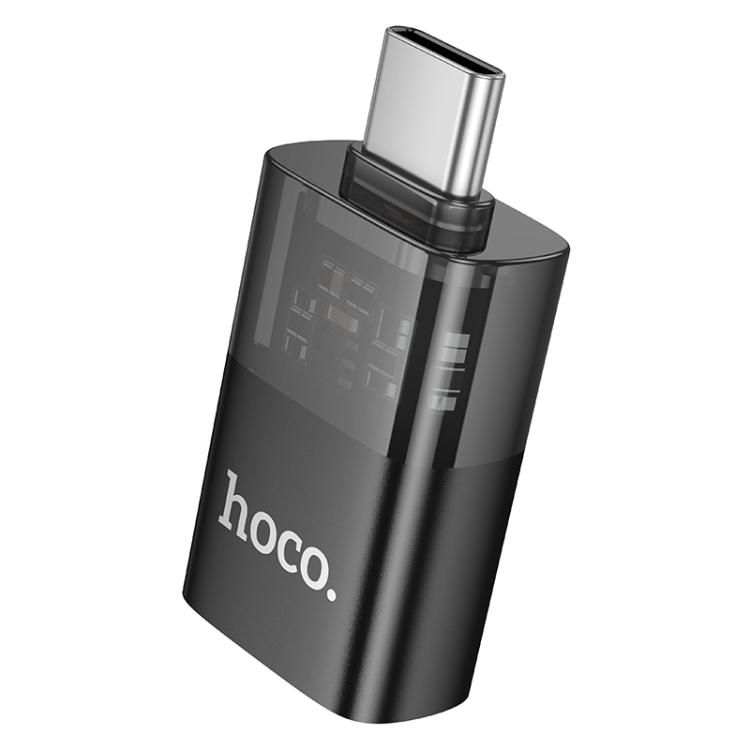 Перехідник HOCO UA36B C male to USB female OTG transparent adapter Black