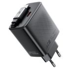Мережевий зарядний пристрій з кабелем ACEFAST A110 PD30W GaN charger (USB-C+USB-C) with retractable cable (EU) Black