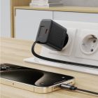 Мережевий зарядний пристрій з кабелем ACEFAST A110 PD30W GaN charger (USB-C+USB-C) with retractable cable (EU) Black