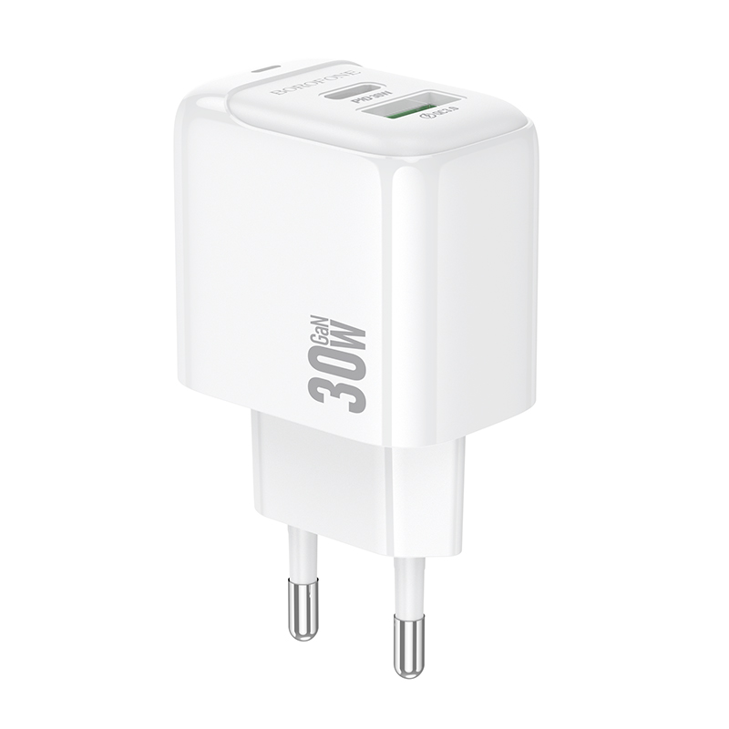 Мережевий зарядний пристрій BOROFONE BAS45A Potential PD30W+QC3.0 charger(EU) White