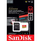 Карта пам'яті microSDXC (UHS-1 U3) SanDisk Extreme For Action Cams and Drones A2 64Gb class 10 V30 (R170MB/s,W80MB/s) (adapter)