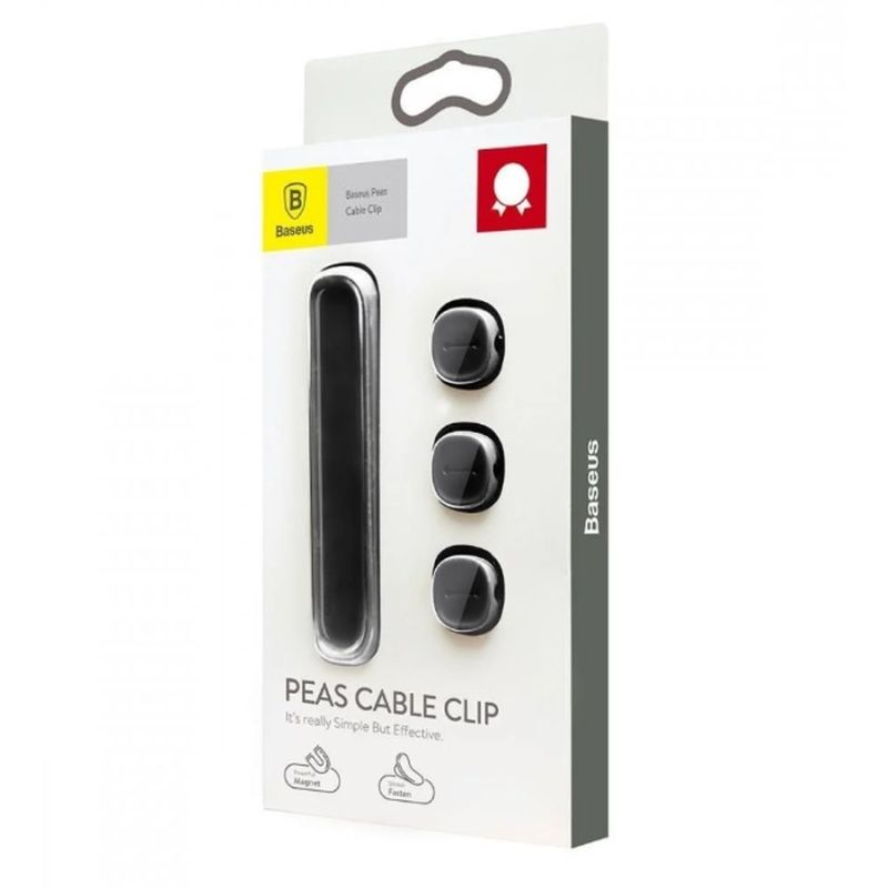 Тримач-затискач для кабелю магнітний Baseus Peas Cable Clip Black