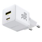 Мережевий зарядний пристрій з кабелем Baseus Palm Fast Charger C+U 30W EU Moon White (with USB-C to USB-C 60W (20V/3A) 1m Moon White)
