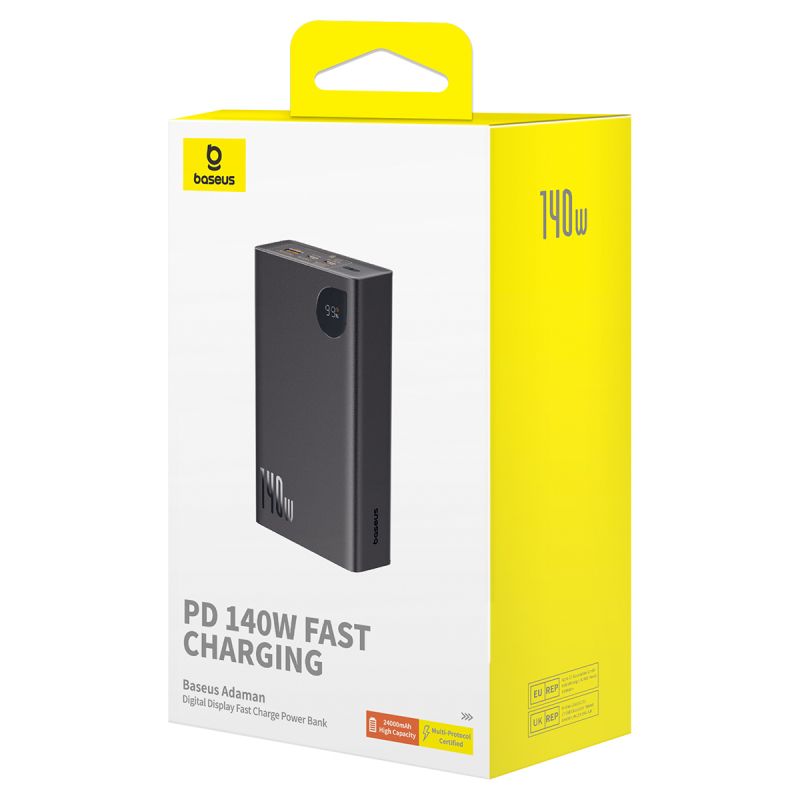 Зовнішній акумулятор Baseus Adaman  Digital Display Fast Charge Power Bank 24000mAh 140W Cluster Black