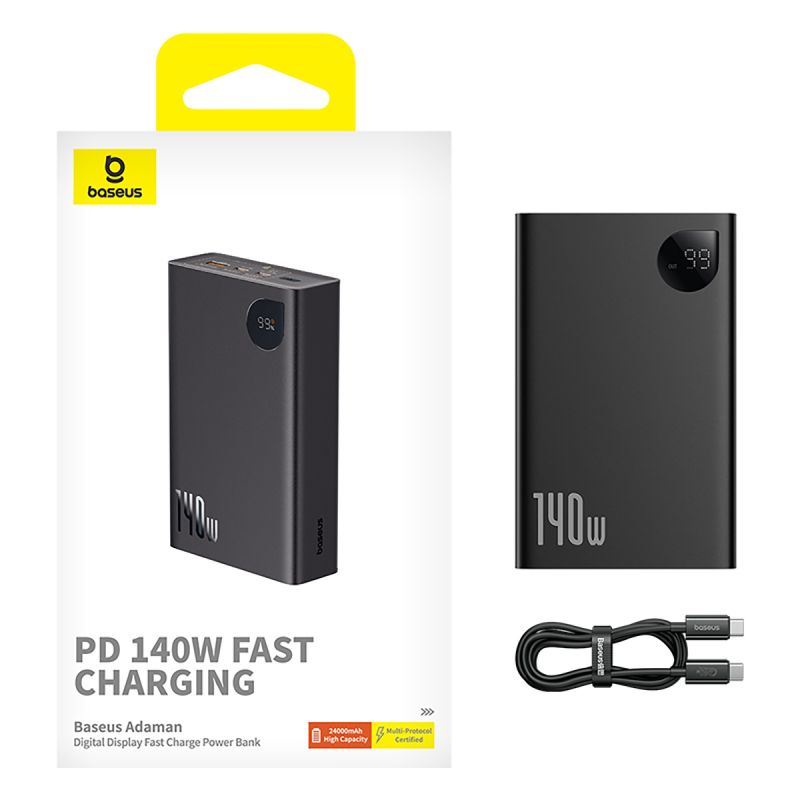 Зовнішній акумулятор Baseus Adaman  Digital Display Fast Charge Power Bank 24000mAh 140W Cluster Black