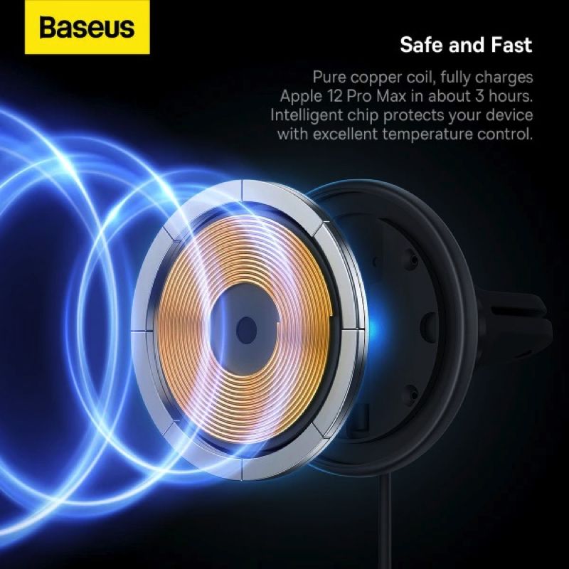 Автотримач для телефона з БЗП Basues CW01  Magnetic Wireless Charging Car Mount 40W Claw Edition Cluster Black
