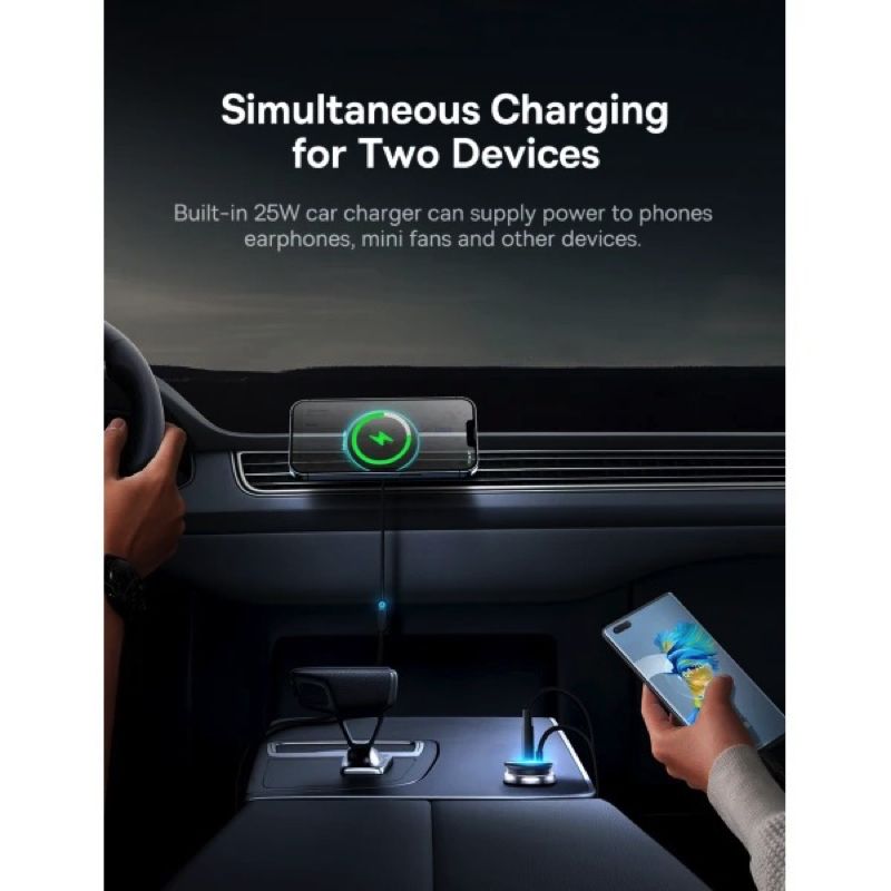 Автотримач для телефона з БЗП Basues CW01  Magnetic Wireless Charging Car Mount 40W Claw Edition Cluster Black