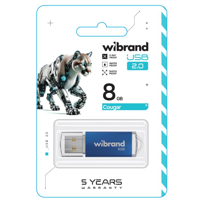 Флеш-накопичувач Wibrand USB 2.0 Cougar 8Gb Blue