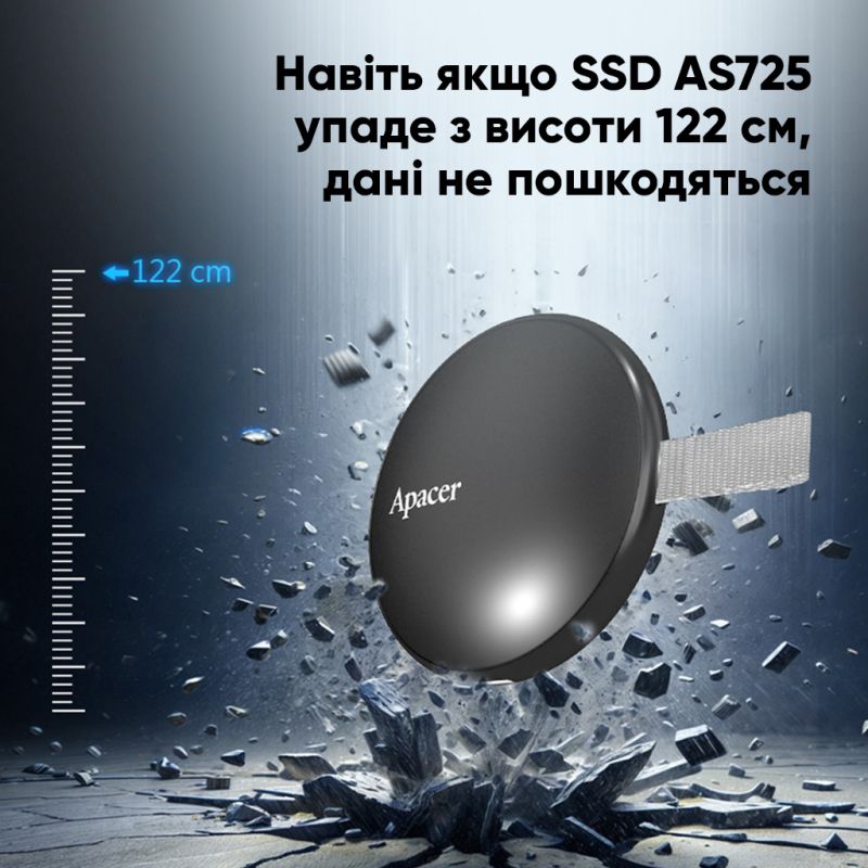 Портативний SSD Apacer Magnetic AS725 1 TB USB 3.2 Gen.2 Type-C MagSafe Black