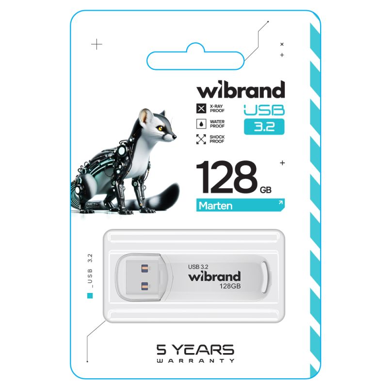 Флеш-накопичувач Wibrand USB 3.2 Gen1 Marten 128GB White