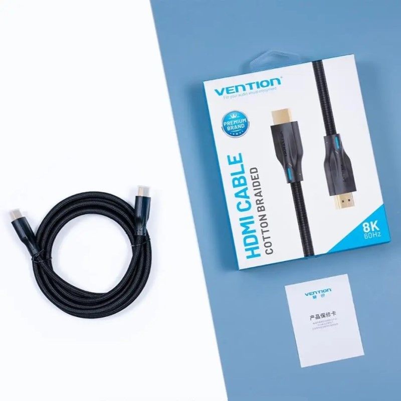 Кабель Vention Cotton Braided 8K HDMI-HDMI v2.1 Cable 1M Black (AAUBF)