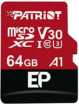 Карта пам'яті microSDXC (UHS-1 U3) Patriot EP Series 64Gb class 10 V30 (R-100MB/s, W-80MB/s) (adapter SD)
