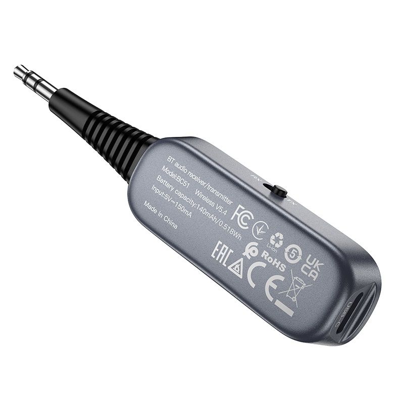 Bluetooth-ресивер BOROFONE BC51 Clear way AUX BT audio receiver/transmitter Metal Grey