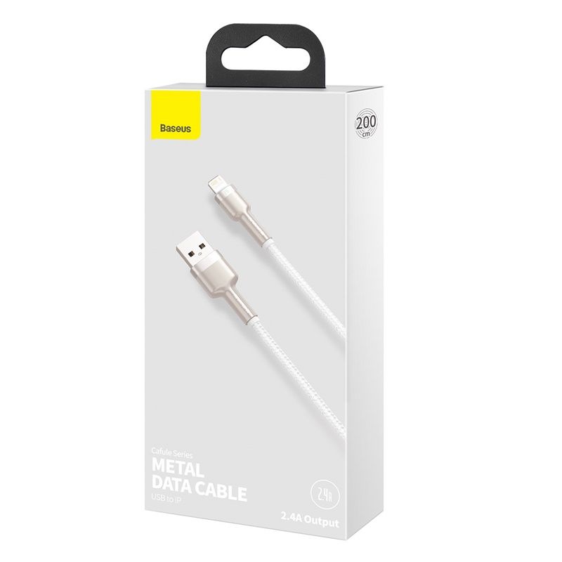 Кабель Baseus Cafule Series Metal Data Cable USB to IP 2.4A 2m White