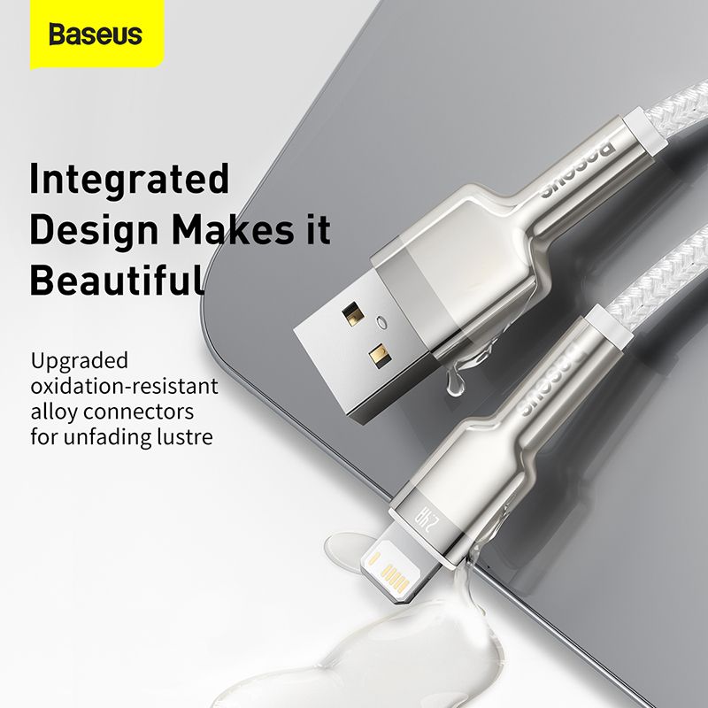 Кабель Baseus Cafule Series Metal Data Cable USB to IP 2.4A 2m White
