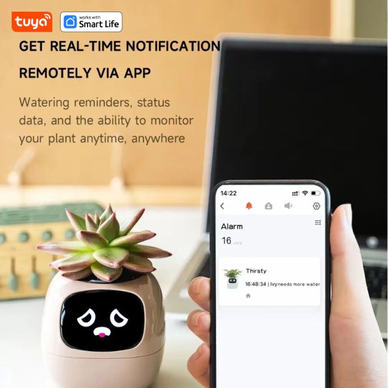 Інтерактивний розумний горщик для рослин Ivy Smart Planter Tuya AI, Purple