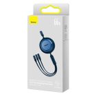 Кабель Baseus Bright Mirror 2 Series Retractable 3-in-1 Fast Charging  Data Cable USB to M+L+C 66W 1.1m Blue