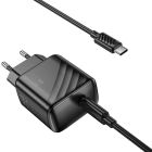 Мережевий зарядний пристрій з кабелем HOCO CS24A Puerto single-port PD25W charger set (C to C)(EU) Black